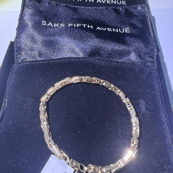Saks fith Avenue 14k Byzantine link Unisex Bracelet Made In italy NWT $3600 - Picture 3 of 17